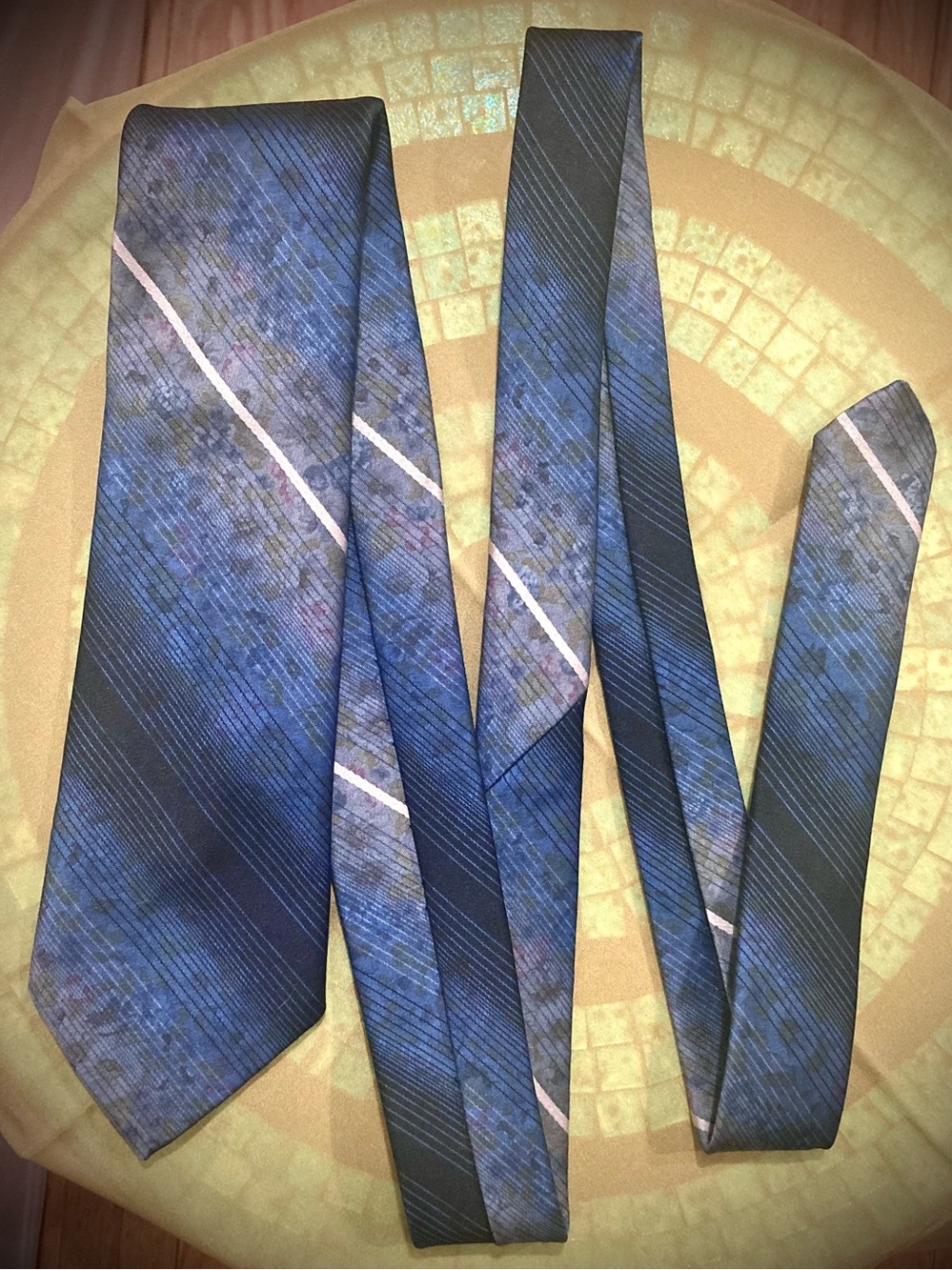Vintage 90s Tie - Courcheval Canada - Abstract Floral Waterprint Geometric